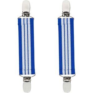 Hold’Em 1” Boot Straps Leg Pant Stirrup Elastic Extra Heavy Clips - Royal/White